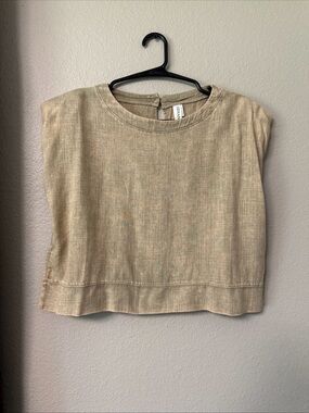 #804 Zenana tan Boxy Crop Top size Large